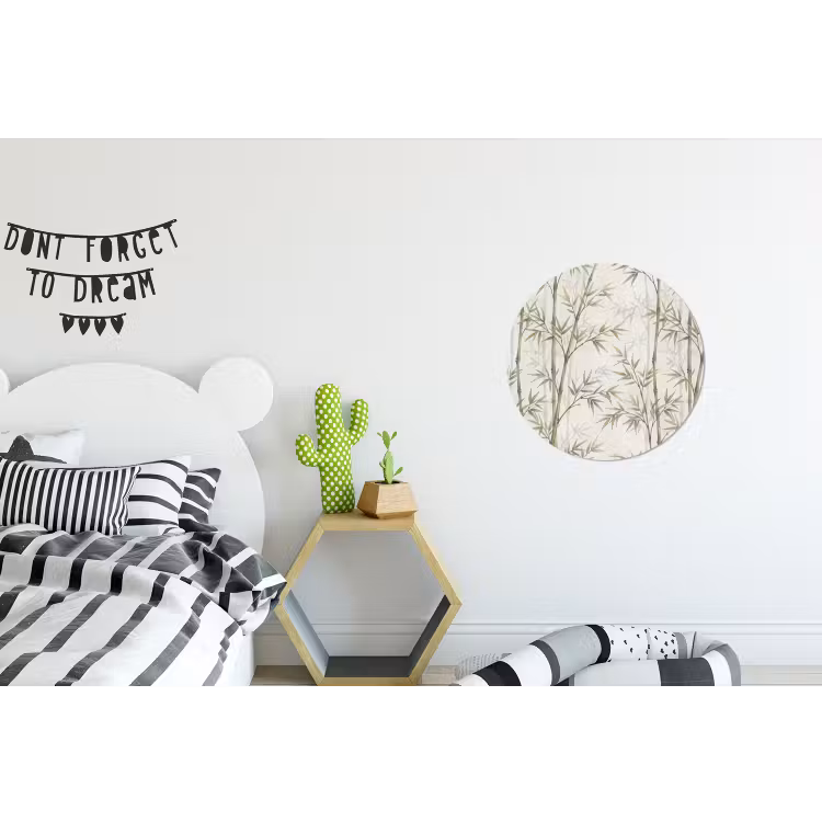 Bamboe - Bladeren - Natuur - Aquarel - Groen Wandcirkel aluminium klein -kinderkamer