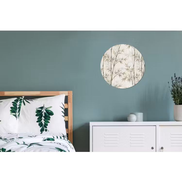 Bamboe - Bladeren - Natuur - Aquarel - Groen Wandcirkel aluminium klein -slaapkamer