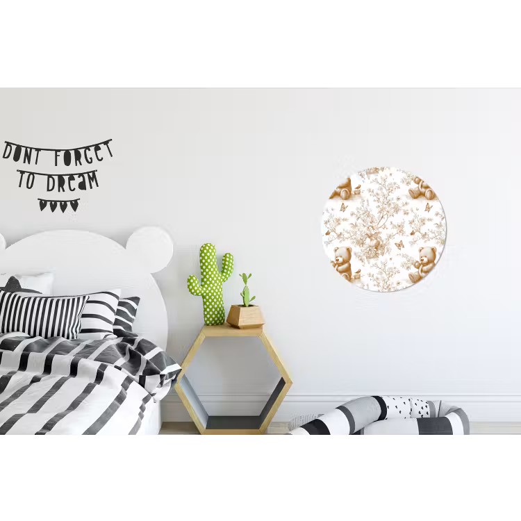 Beer - Tijdloos - Bruin Wandcirkel aluminium klein 190 -kinderkamer