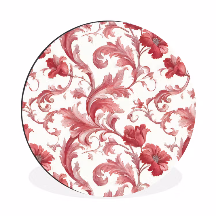 Barok - Patroon - Rood Wandcirkel aluminium klein 190 -3d