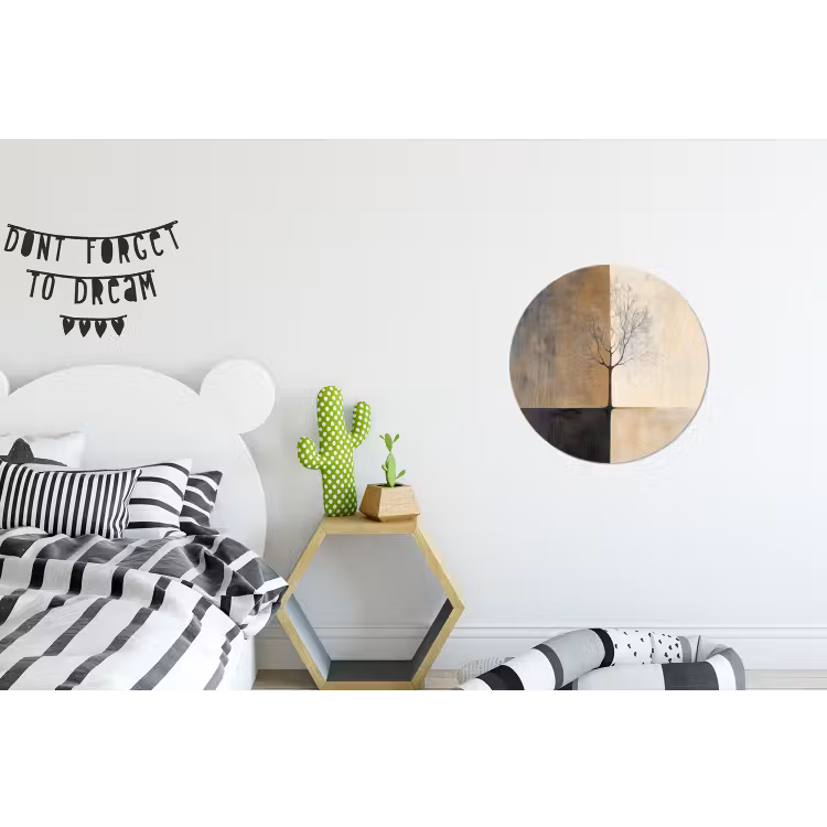 Boom - Vlakken - Takken - Kleurverloop Wandcirkel aluminium klein -kinderkamer