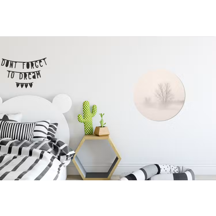 Boom - Mist - Sneeuw - Winter - Minimalistisch Wandcirkel aluminium klein -kinderkamer