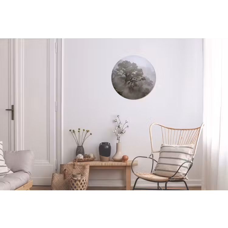 Boom - Mistig - Bos - Groen - Natuur Wandcirkel aluminium klein -woonkamer
