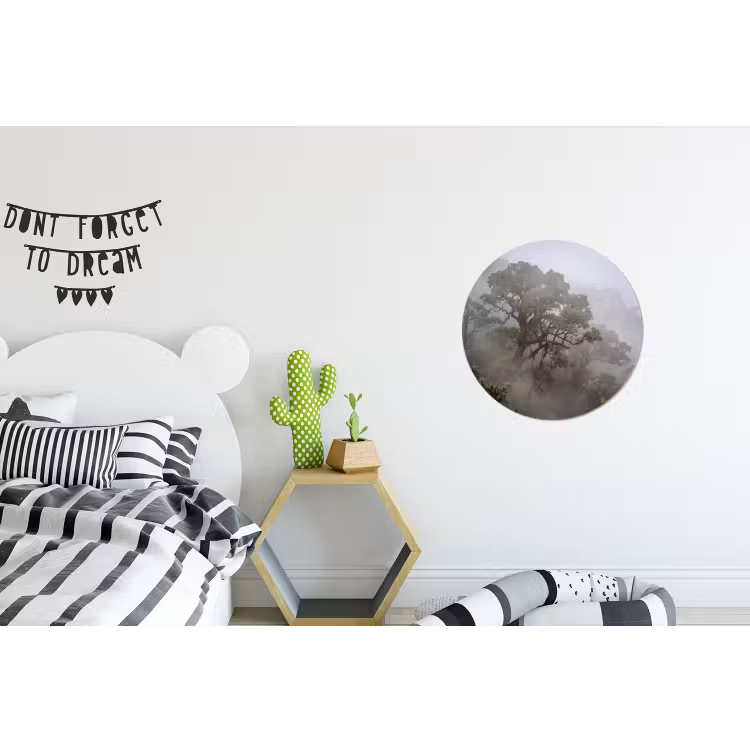 Boom - Mistig - Bos - Groen - Natuur Wandcirkel aluminium klein -kinderkamer