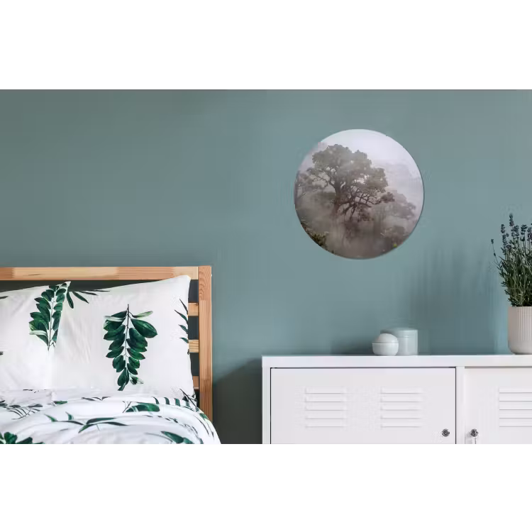 Boom - Mistig - Bos - Groen - Natuur Wandcirkel aluminium klein -slaapkamer