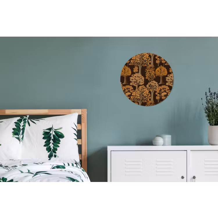 Bomen - Patroon - Bruin Wandcirkel aluminium klein 190 -slaapkamer