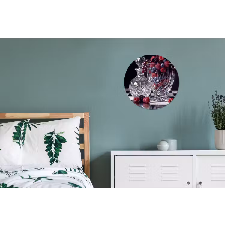 Alu-Dibond-Bild Rund - Beeren – Kristall – Stillleben - Bessen - Kristal - Stilleven Wandcirkel aluminium klein