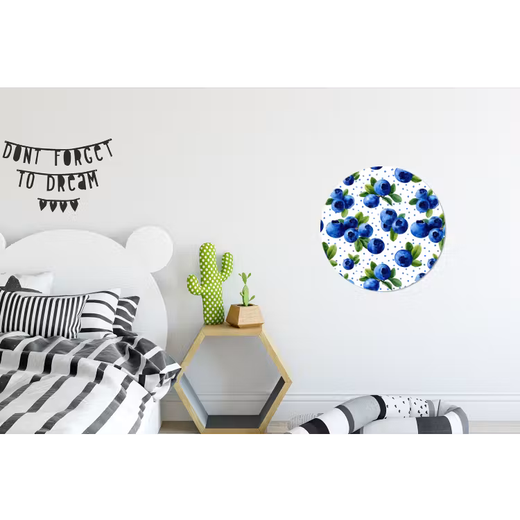 Bessen - Patroon - Blauw Wandcirkel aluminium klein 190 -kinderkamer