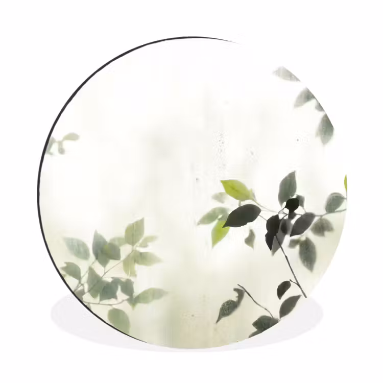 Blad - Schaduw - Natuur - Abstract - Groen Wandcirkel aluminium klein -3d
