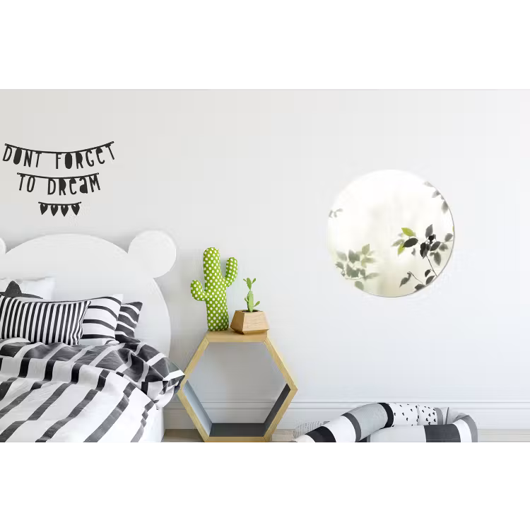Blad - Schaduw - Natuur - Abstract - Groen Wandcirkel aluminium klein -kinderkamer