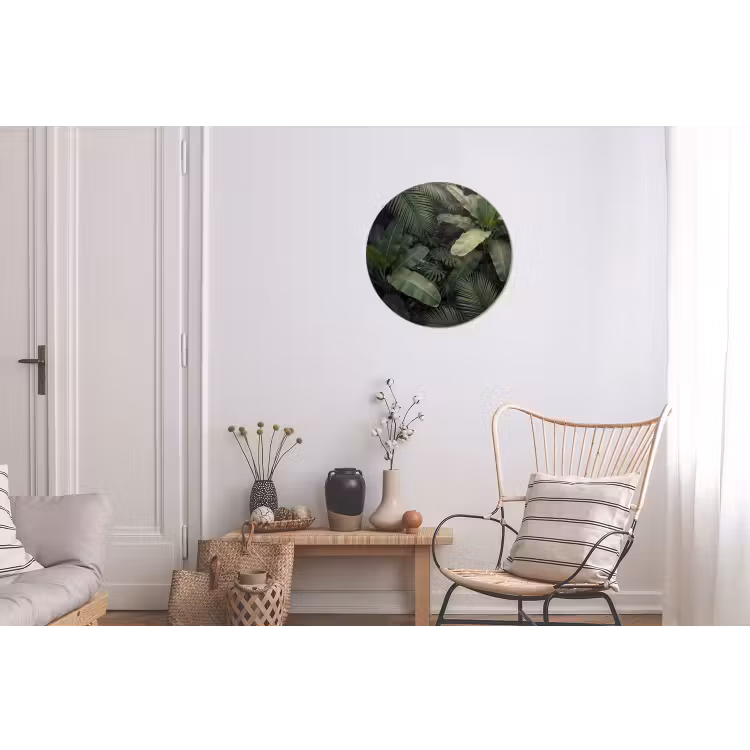 Bladeren - Groen - Tropisch - Natuur Wandcirkel aluminium klein -woonkamer