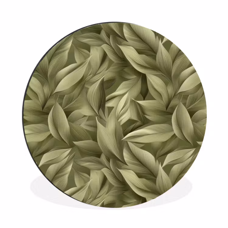 Bladeren - Modern - Groen Wandcirkel aluminium klein 190 -3d