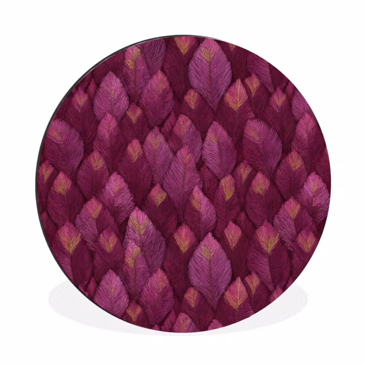 Bladeren - Patroon - Burgundy Wandcirkel aluminium klein 190 -3d
