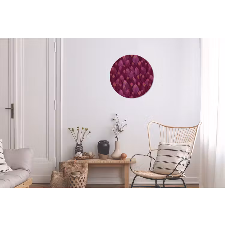 Bladeren - Patroon - Burgundy Wandcirkel aluminium klein 190 -woonkamer