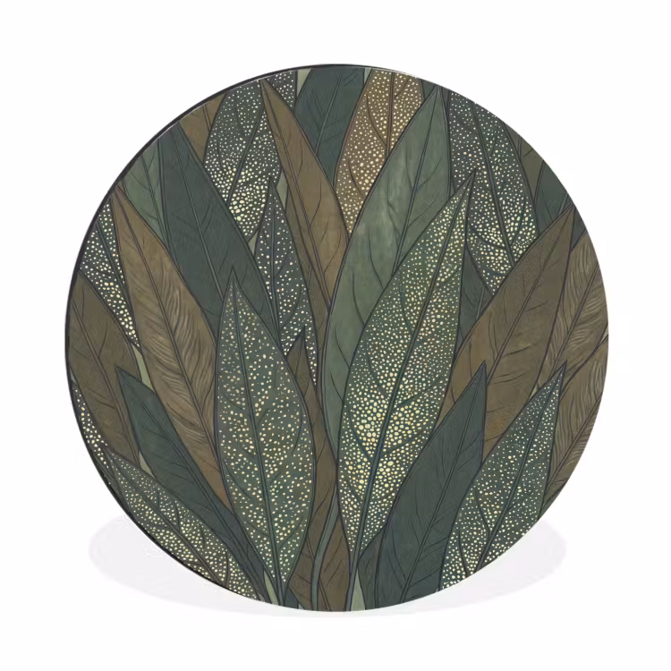 Bladeren - Patroon - Gestippeld - Natuur - Groen Wandcirkel aluminium klein -3d