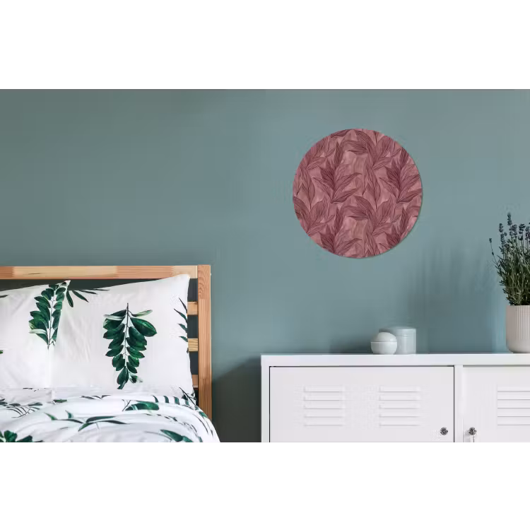 Bladeren - Patroon - Paars Wandcirkel aluminium klein 190 -slaapkamer