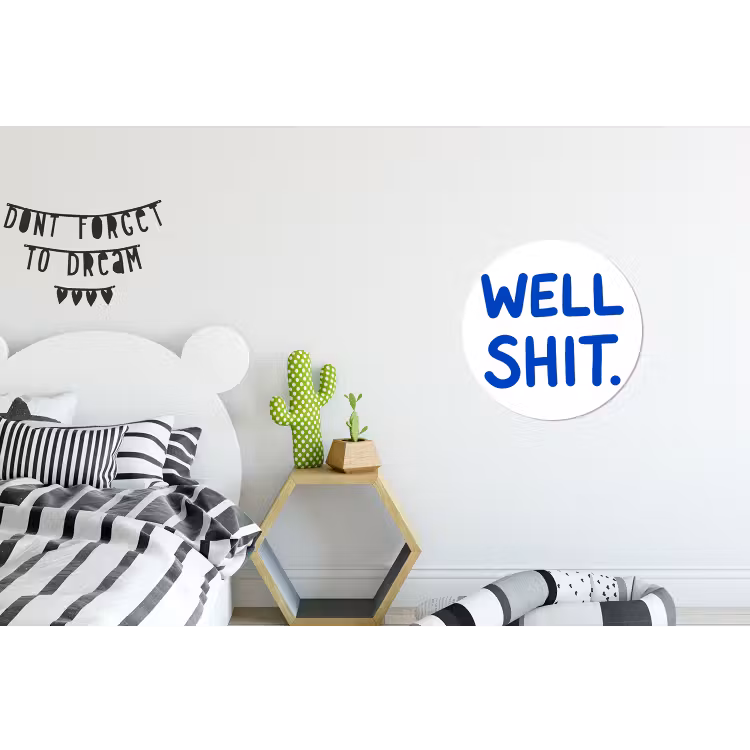 Blauw - Quote - Wit Wandcirkel aluminium klein -kinderkamer