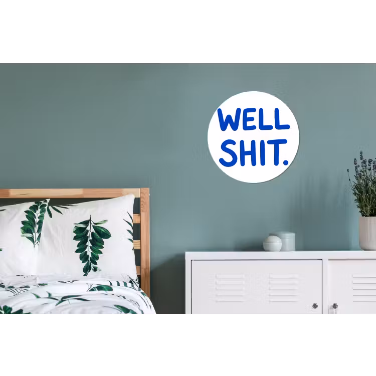 Blauw - Quote - Wit Wandcirkel aluminium klein -slaapkamer