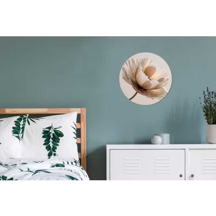 Bloem - Beige - Crème Wandcirkel aluminium klein -slaapkamer