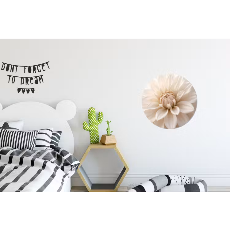 Bloem - Dahlia - Wit Wandcirkel aluminium klein -kinderkamer