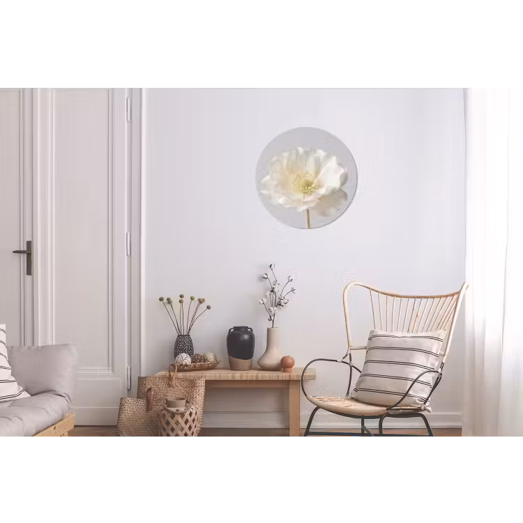 Bloem - Minimalistisch -Wit Wandcirkel aluminium klein -woonkamer