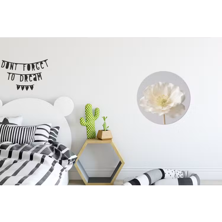 Bloem - Minimalistisch -Wit Wandcirkel aluminium klein -kinderkamer