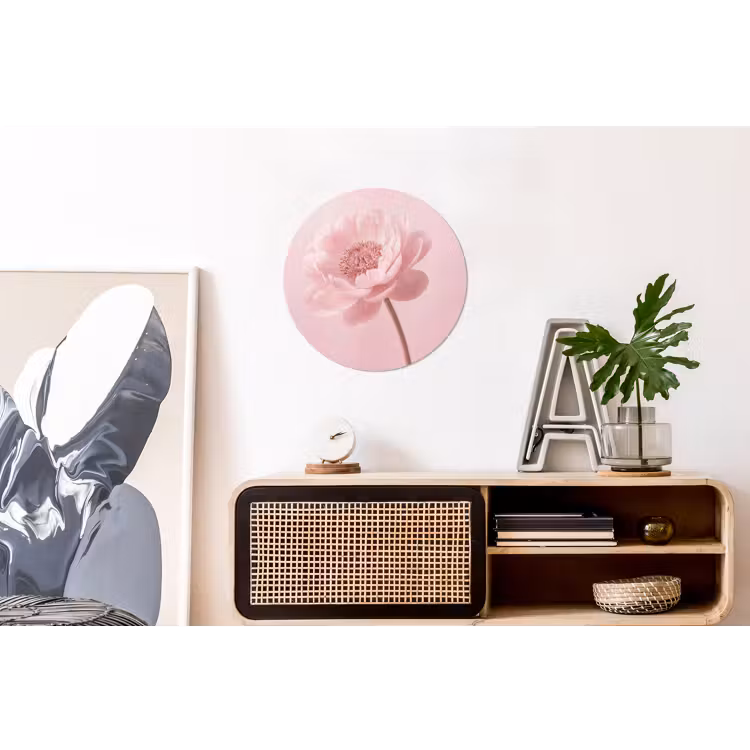 Bloem - Pioenroos - Roze Wandcirkel aluminium klein -kantoor