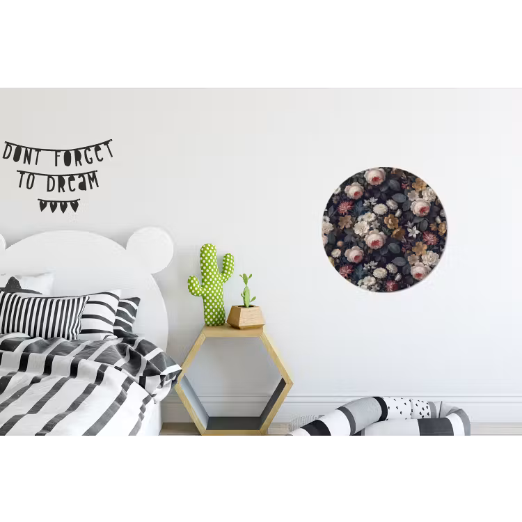 Bloemen - Boeket - Botanisch - Vintage - Donkere achtergrond Wandcirkel aluminium klein -kinderkamer