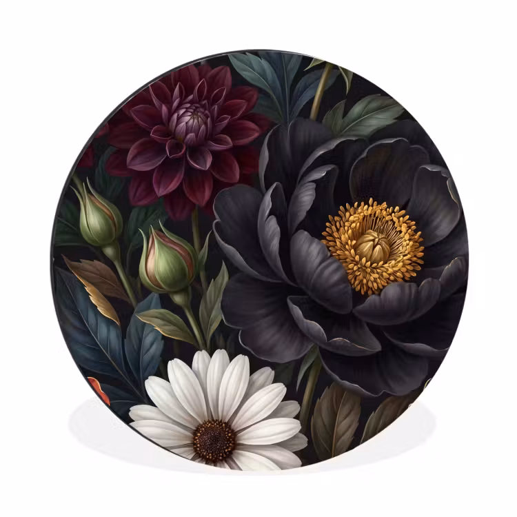 Bloemen - Boeket - Natuur - Klassiek - Weelderig Wandcirkel aluminium klein -3d