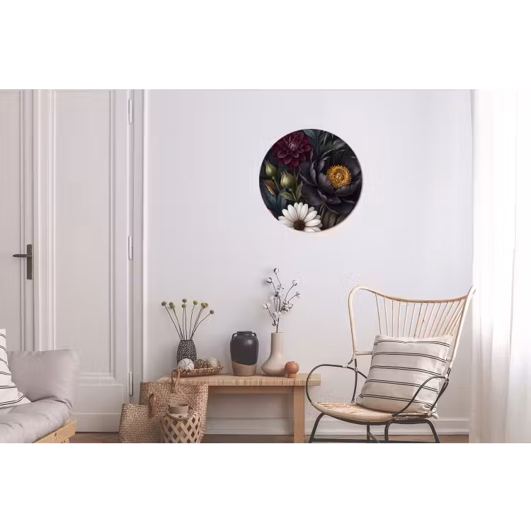 Bloemen - Boeket - Natuur - Klassiek - Weelderig Wandcirkel aluminium klein -woonkamer