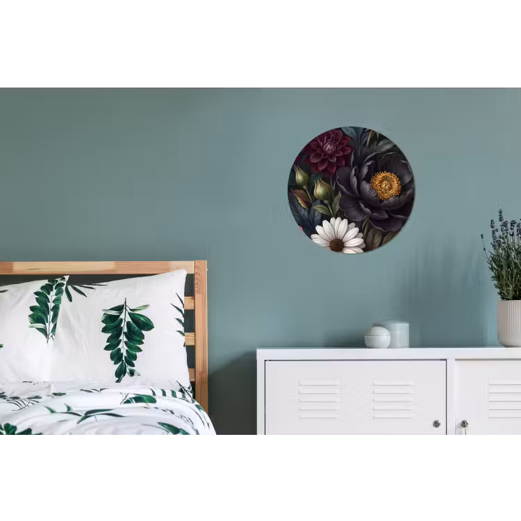 Bloemen - Boeket - Natuur - Klassiek - Weelderig Wandcirkel aluminium klein -slaapkamer