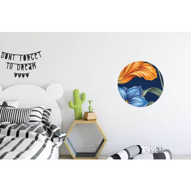 Alu-Dibond-Bild Rund - Blumen – Botanik – Muster - Bloemen - Botanisch - Patroon Wandcirkel aluminium klein