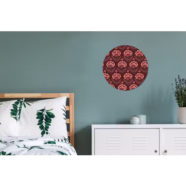 Bloemen - Waaier - Paars Wandcirkel aluminium klein 190 -slaapkamer