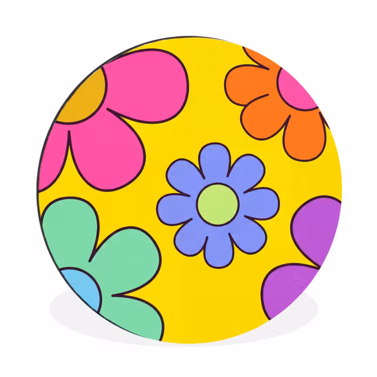 Bloemen - Illustratie - Kleurrijk Wandcirkel aluminium klein -3d