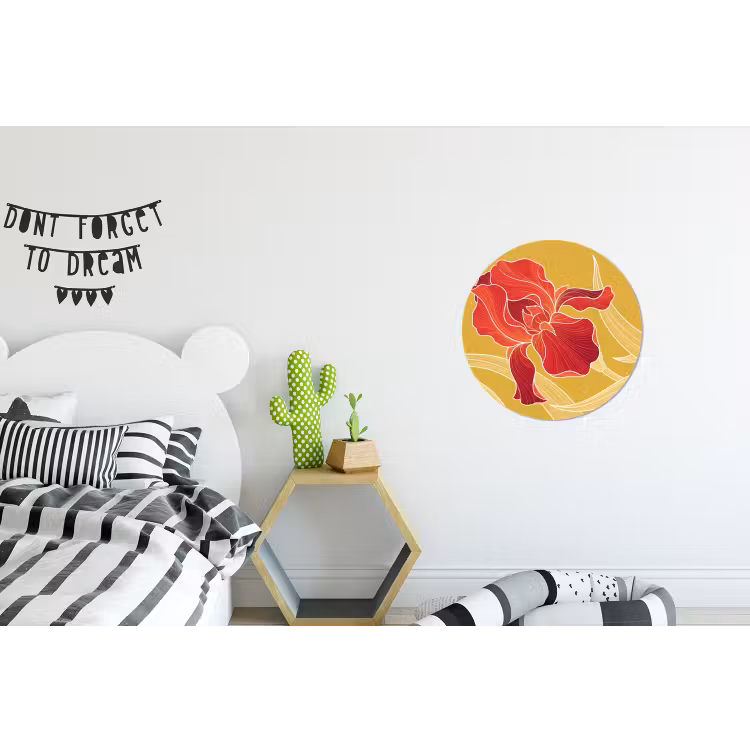 Alu-Dibond-Bild Rund - Blumen – Illustration – Rot - Bloemen - Illustratie - Rood Wandcirkel aluminium klein