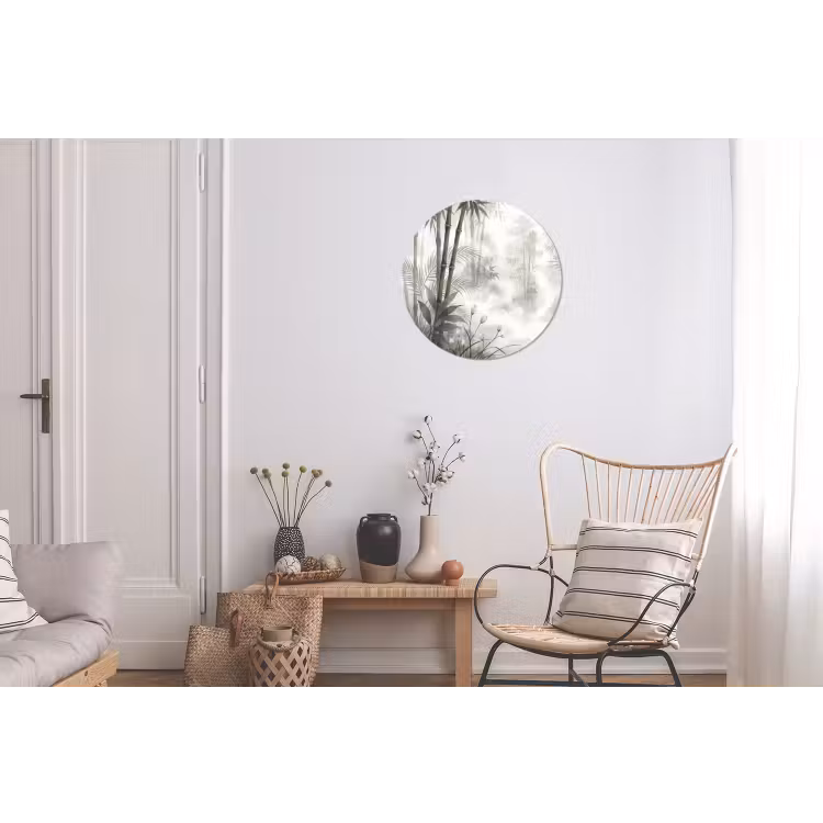 Bloemen - Knop - Tuin - Illustratie - Wit Wandcirkel aluminium klein -woonkamer