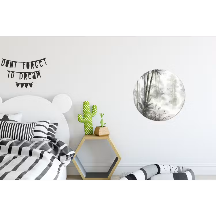Bloemen - Knop - Tuin - Illustratie - Wit Wandcirkel aluminium klein -kinderkamer