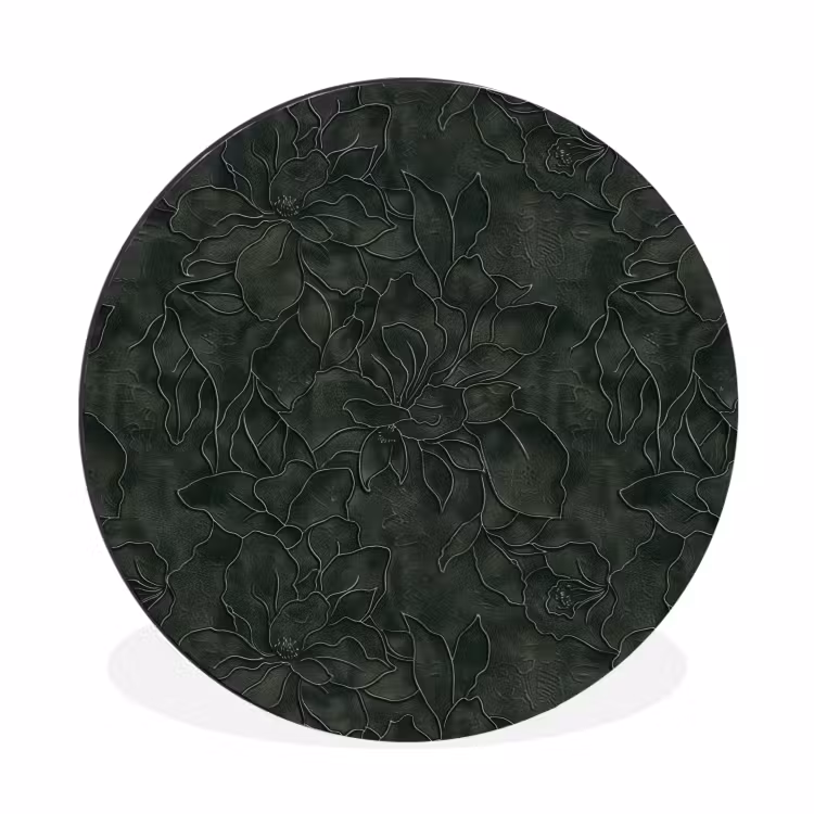 Bloemen - Lijnen - Groen Wandcirkel aluminium klein 190 -3d