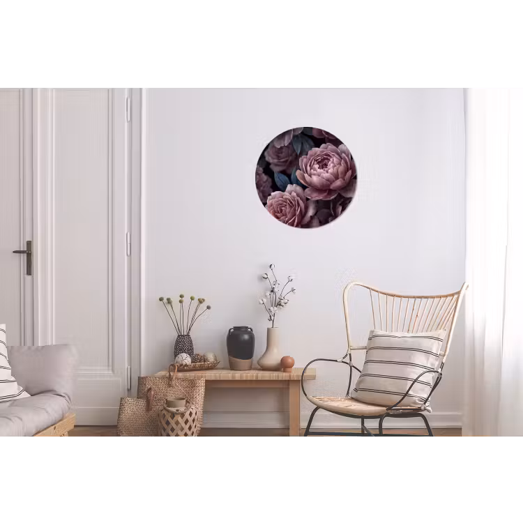 Bloemen - Patroon - Donker - Botanisch - Paars Wandcirkel aluminium klein -woonkamer