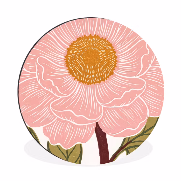 Alu-Dibond-Bild Rund - Blumen – Rosa – Illustration - Bloemen - Roze - Illustratie Wandcirkel aluminium klein