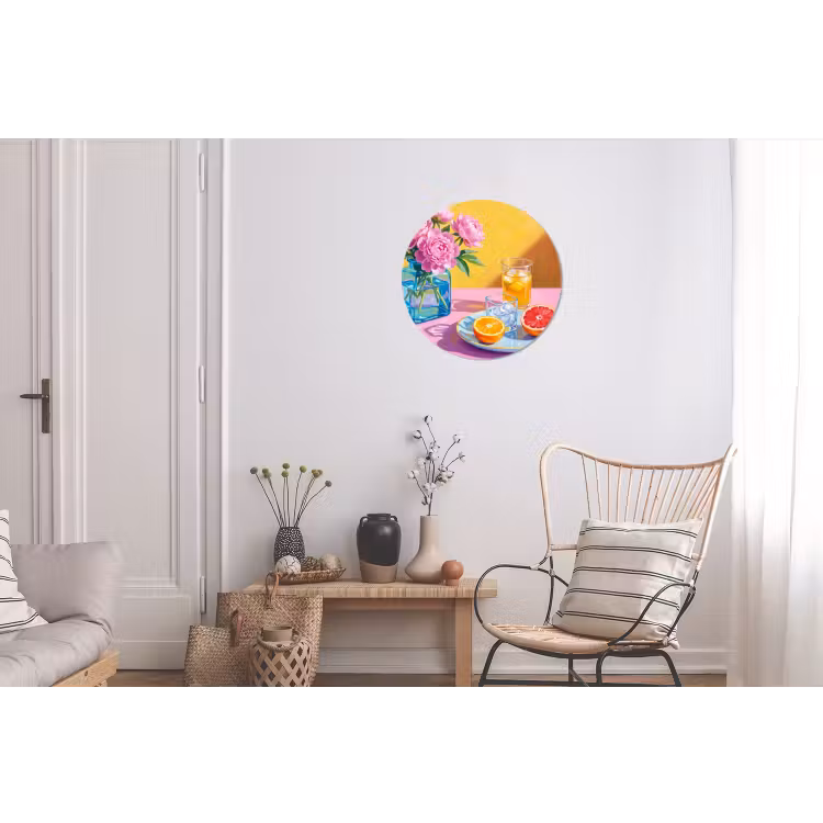 Alu-Dibond-Bild Rund - Blumen – Rosa – Modern - Bloemen - Roze - Modern Wandcirkel aluminium klein
