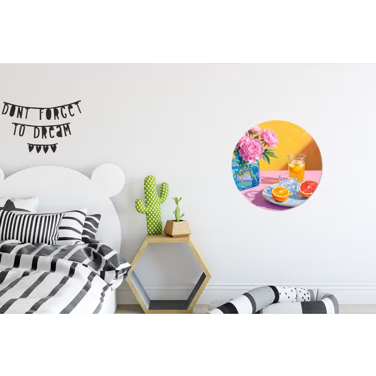 Alu-Dibond-Bild Rund - Blumen – Rosa – Modern - Bloemen - Roze - Modern Wandcirkel aluminium klein