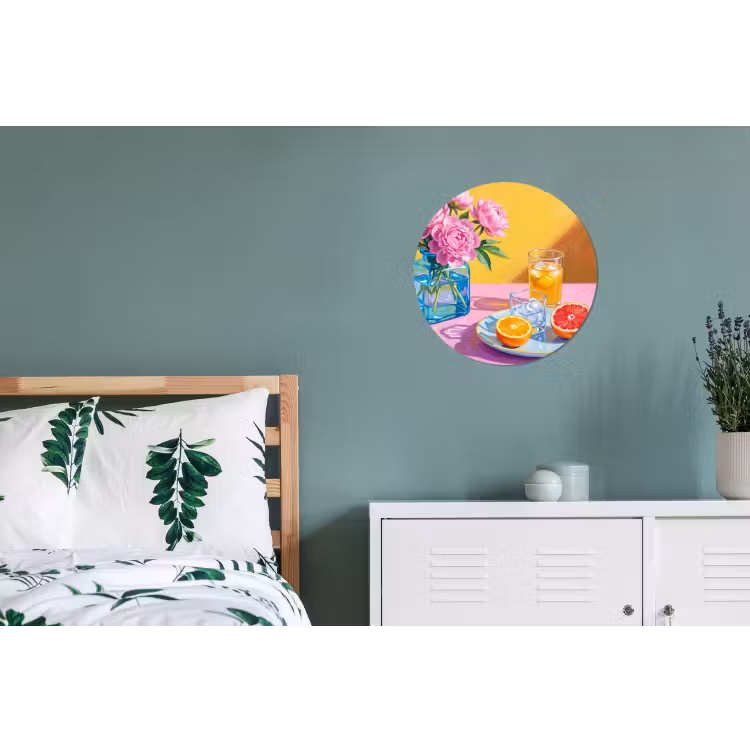 Alu-Dibond-Bild Rund - Blumen – Rosa – Modern - Bloemen - Roze - Modern Wandcirkel aluminium klein