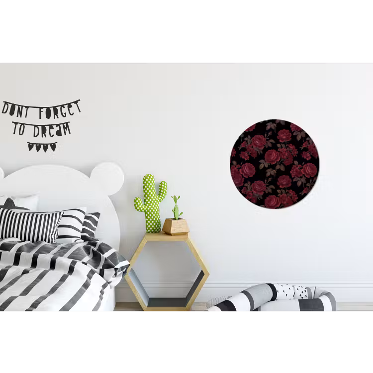 Bloemen - Roos - Patroon - Klassiek - Rood Wandcirkel aluminium klein -kinderkamer
