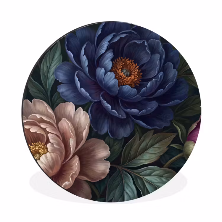 Bloemen - Vlinder - Natuur - Modern - Paars Wandcirkel aluminium klein -3d