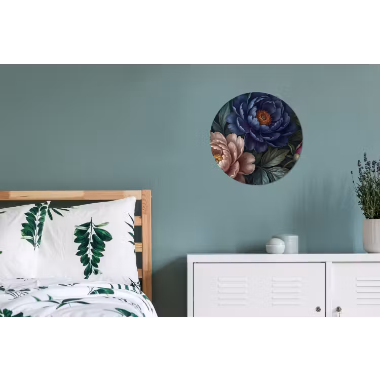 Bloemen - Vlinder - Natuur - Modern - Paars Wandcirkel aluminium klein -slaapkamer