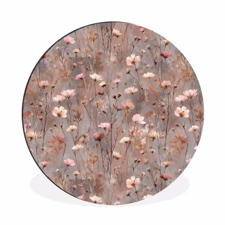 Bloemen - Wild - Pastel Wandcirkel aluminium klein 190 -3d
