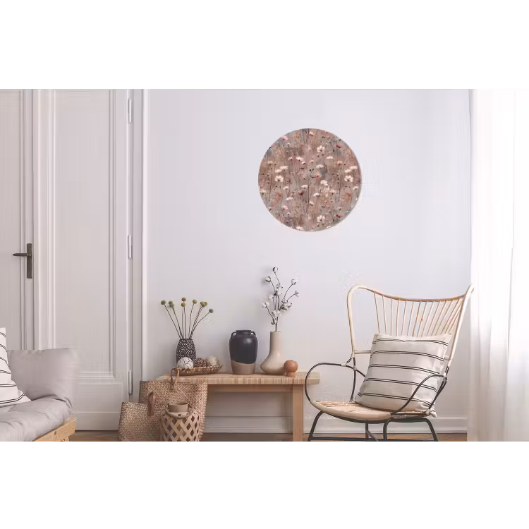 Bloemen - Wild - Pastel Wandcirkel aluminium klein 190 -woonkamer
