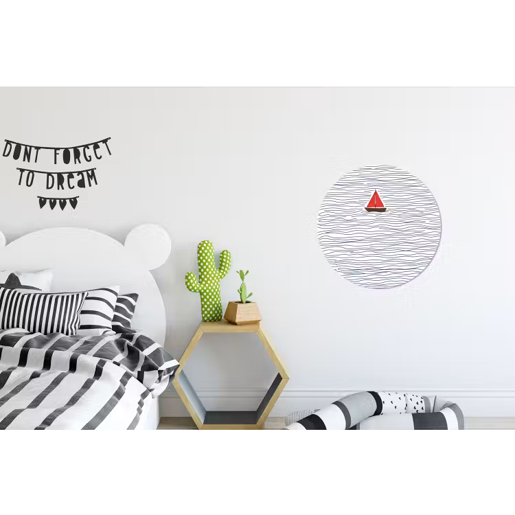 Boot - Water - Rood - Illustratie - Minimalistisch Wandcirkel aluminium klein -kinderkamer