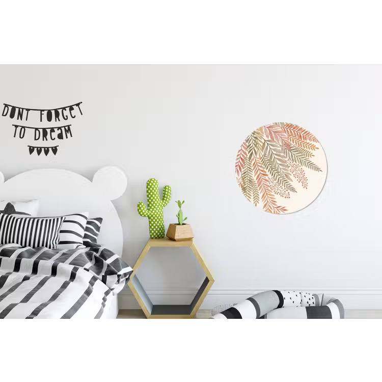 Botanisch - Aquarel - Kleurrijk Wandcirkel aluminium klein -kinderkamer